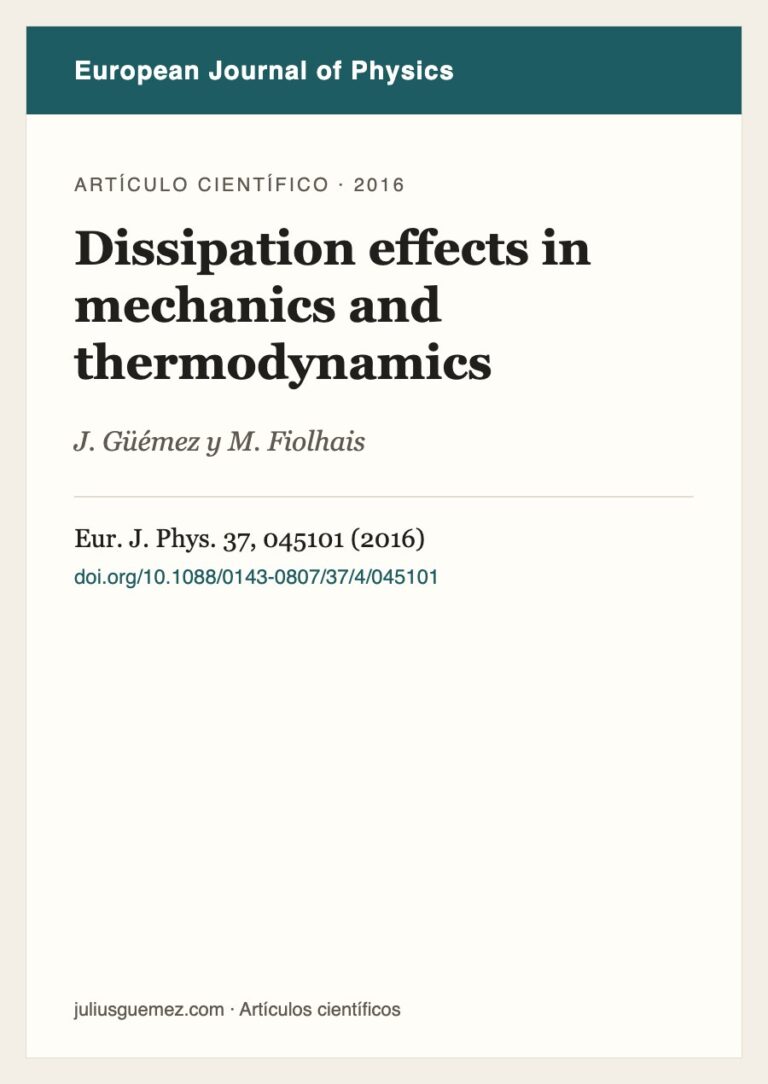 Ficha del artículo «Dissipation effects in mechanics and thermodynamics»