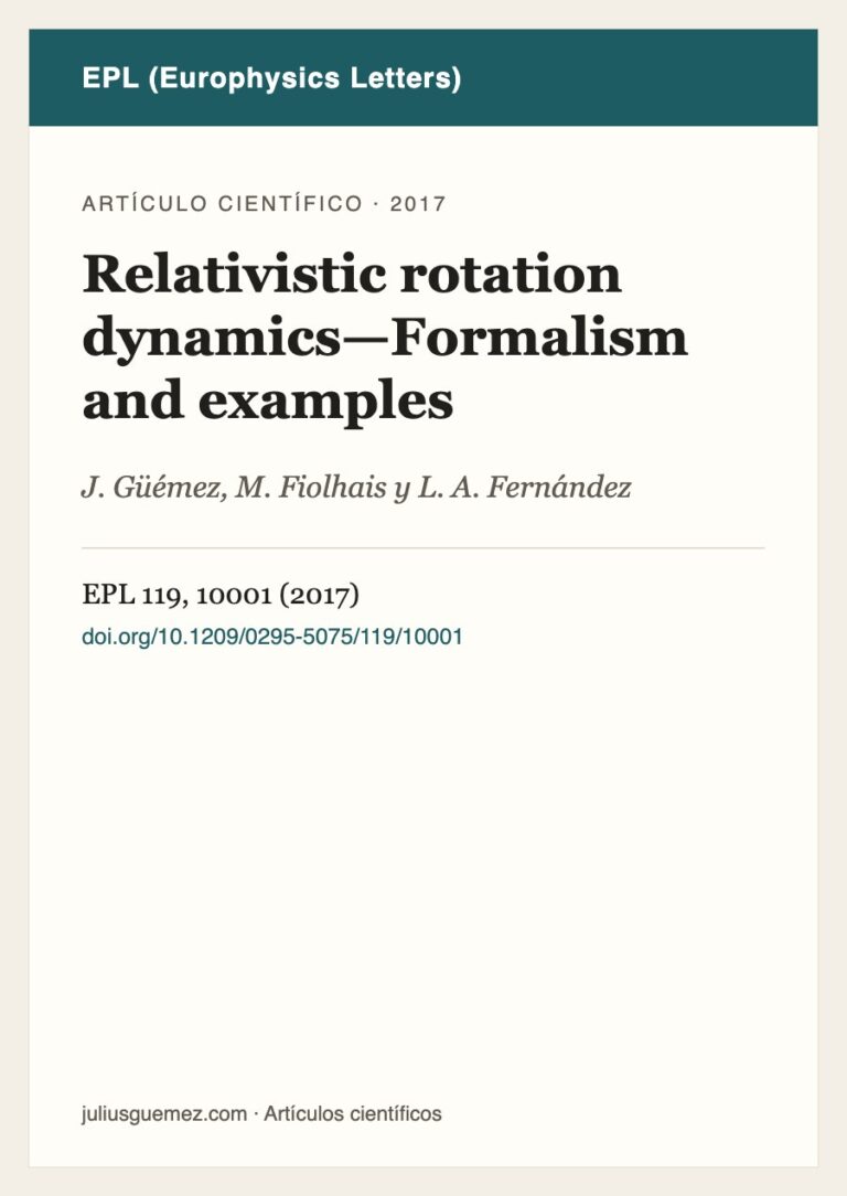 Ficha del artículo «Relativistic rotation dynamics—Formalism and examples»
