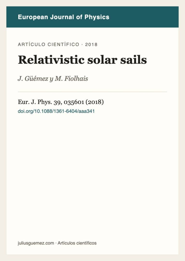 Ficha del artículo «Relativistic solar sails»
