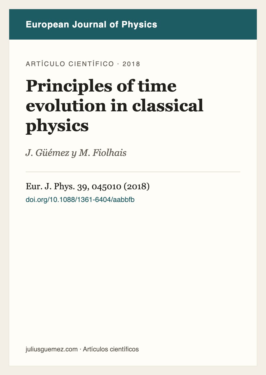 Ficha del artículo «Principles of time evolution in classical physics»