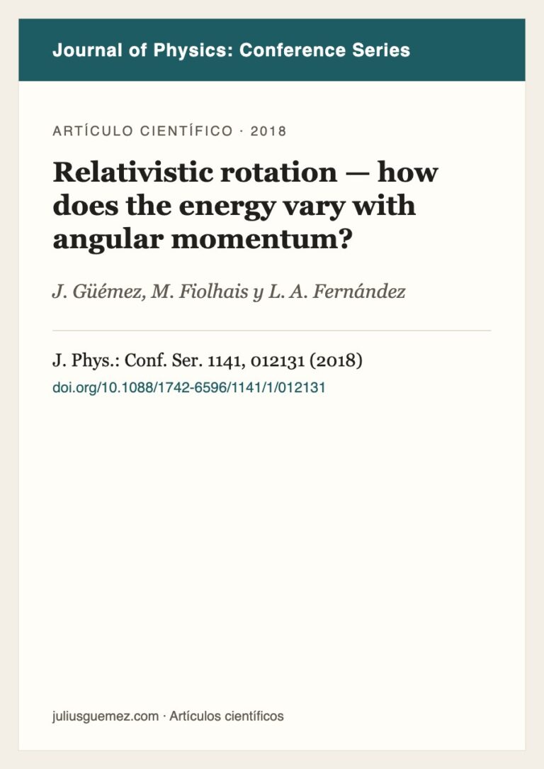 Ficha del artículo «Relativistic rotation — how does the energy vary with angular momentum?»