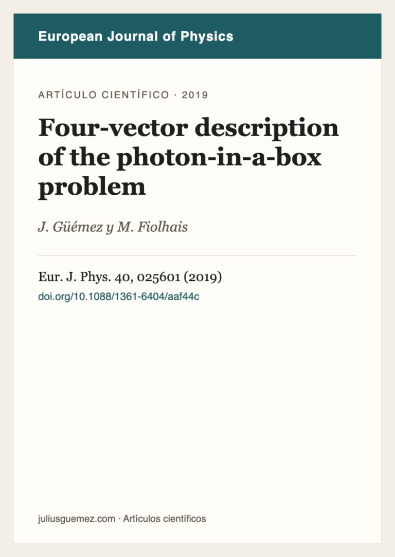 Ficha del artículo «Four-vector description of the photon-in-a-box problem»